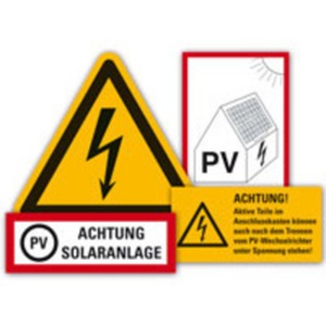 Aufkleber Vorsicht Photovoltaik - Zweiseitige Spannung, Aufkleber, Feuerwehrzeichen, Brandschutz, Schilder und Kennzeichnungen